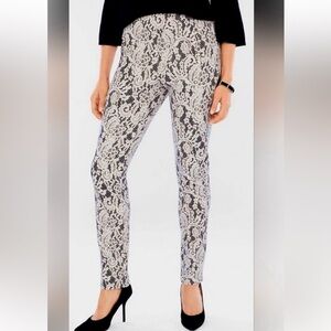 Chico’s Juliet Lace Shadow Ponte Knit Pants Size 0 Slim Stretch Dressy